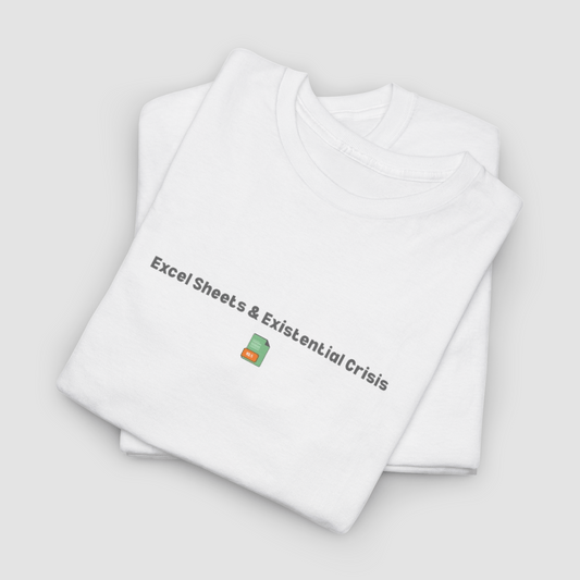 (WHITE) Excel Sheets & Existential Crisis – Oversized Workwear Tee - BareEssence